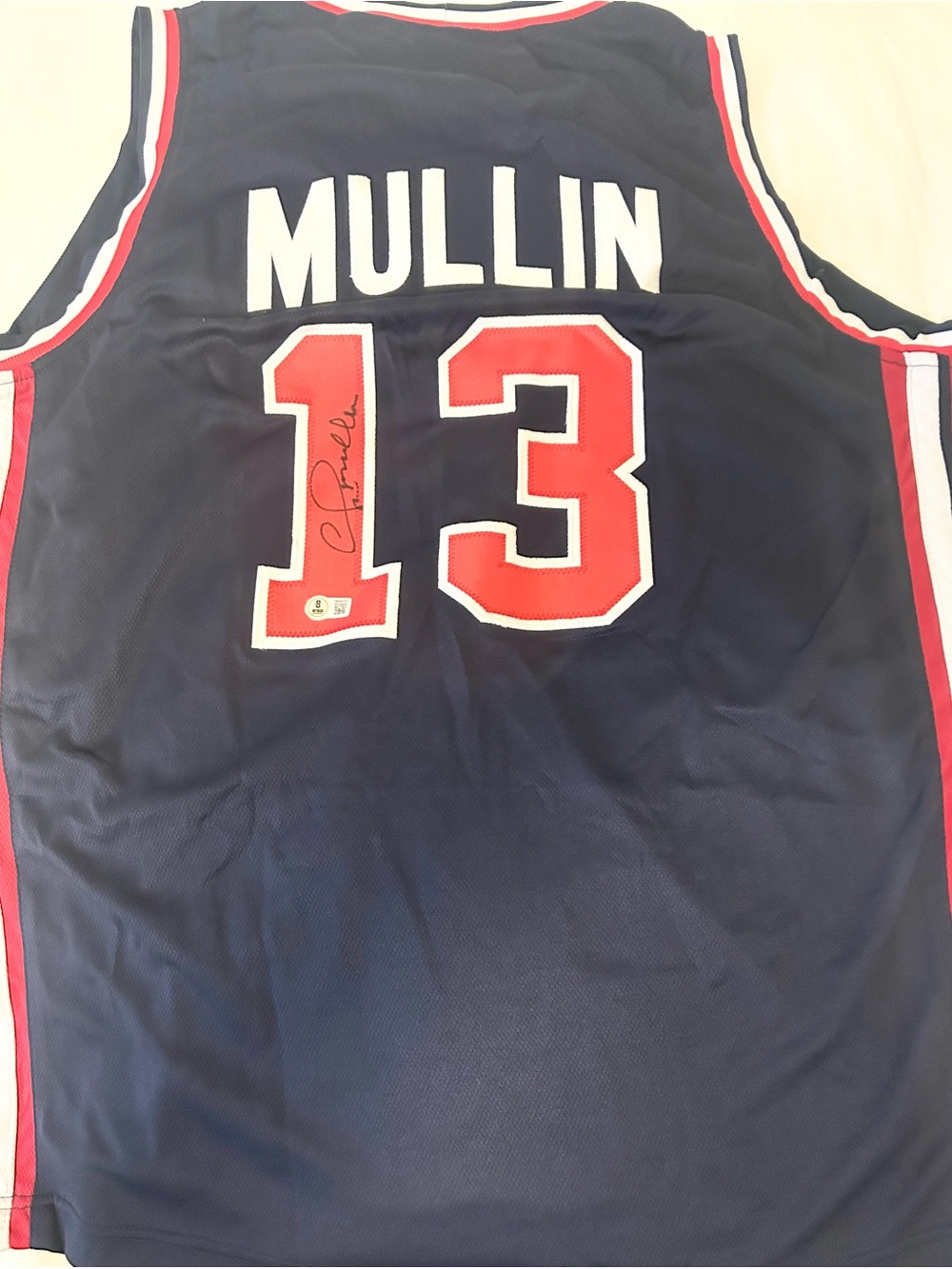 Chris Mullin Team USA Signed Navy Pro Style Jersey Beckett COA